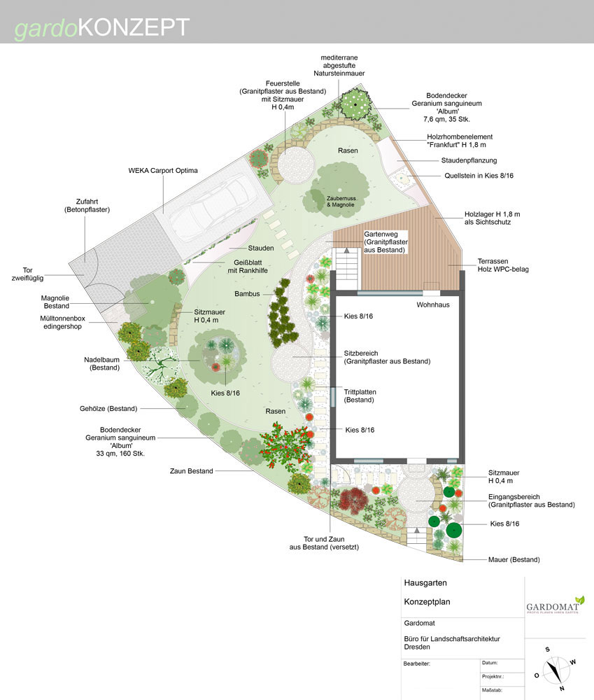 Geschwungene Formgebung und vielseitige Bepflanzung in der Gartengestaltung