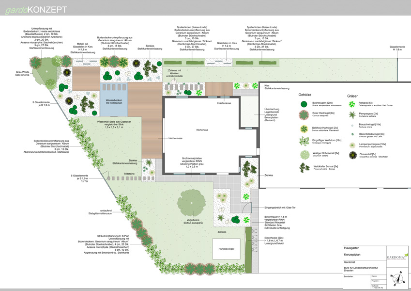 Sehr großer Garten mit puristischer Gestaltung